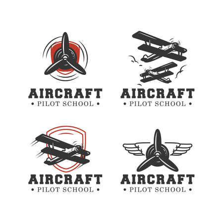 Set of aircraft vintage emblem logoのイラスト素材