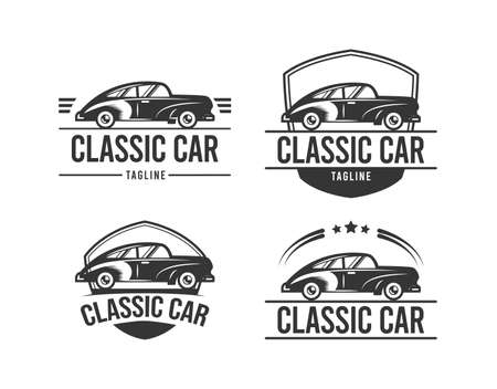 Set of retro car logo badge designのイラスト素材