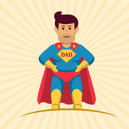Super dad concept with costume and standing pose mascot designのイラスト素材