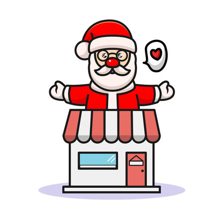 Cute Santa with Christmas gift shopのイラスト素材