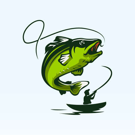 Vintage fishing logo designのイラスト素材
