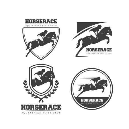 Set of equestrian horse race logoのイラスト素材