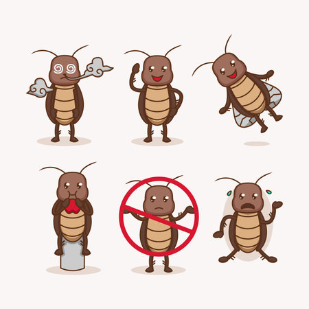 Set of cute cockroach bug pestsのイラスト素材