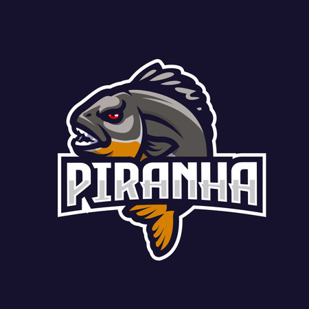 Piranha esport team logo emblem designのイラスト素材