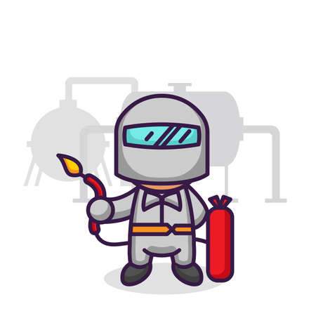 Cute welder occupation mascot designのイラスト素材