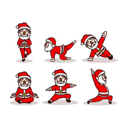 Cute Santa Claus with yoga poseのイラスト素材