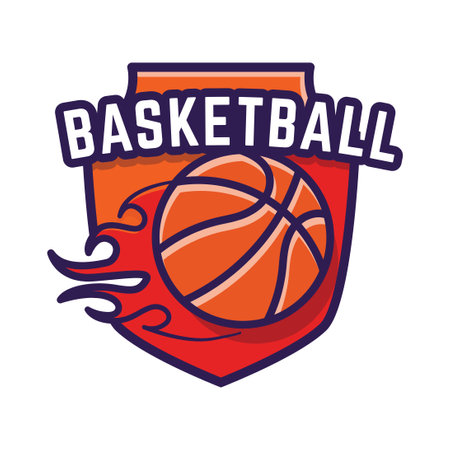 Minimalist Basketball logo emblem template, with white isolated backgroundのイラスト素材