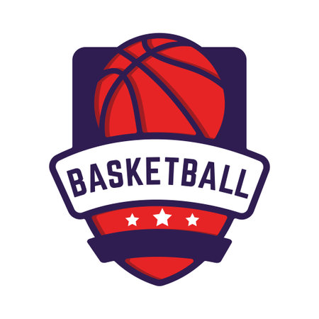 Minimalist Basketball logo emblem template, with white isolated backgroundのイラスト素材
