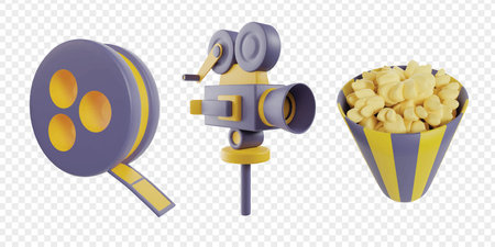 Entertainment 3d icons render clipart. Suitable for landing page or social media iconsのイラスト素材