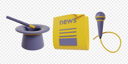 Entertainment 3d icons render clipart. Suitable for landing page or social media iconsのイラスト素材