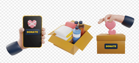 Detailed donation 3d icon render clipartのイラスト素材