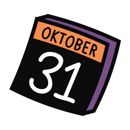 October 31st calendar icon in black on a white background. Vector illustration.のイラスト素材