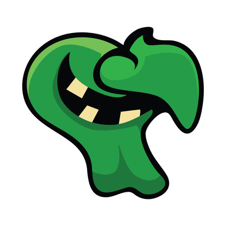 Cartoon green halloween monster isolated on white background. Vector illustration.のイラスト素材