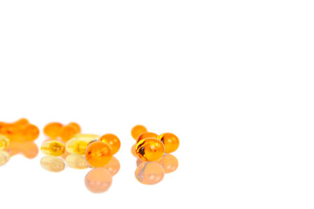 Gel pills on white background