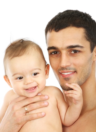 Family - Baby and Father - isolatedの写真素材
