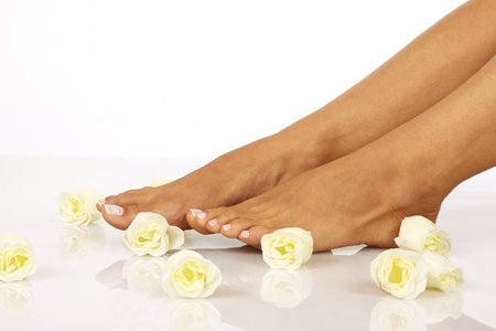 Beauty treatment photo of nice pedicured feetの写真素材