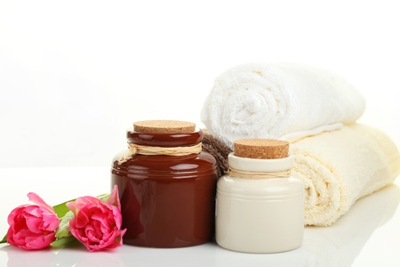 Wellness Concept - SPA - soap towels and flowersの写真素材