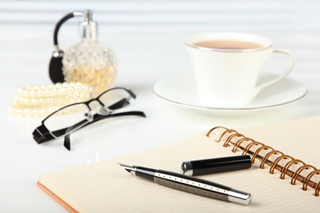 Business Concept - Businesswoman, Office and Documentの写真素材