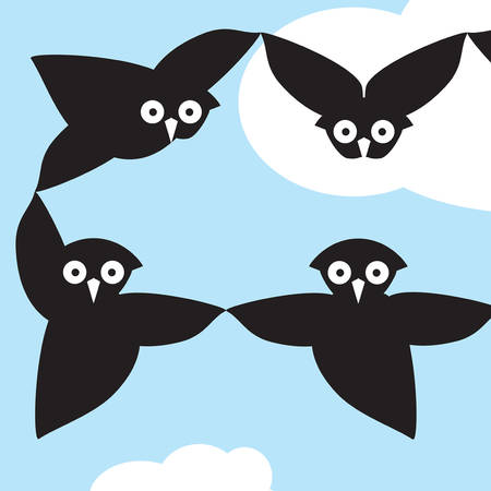 Owls in the skyのイラスト素材