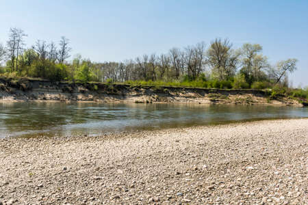 There is a different landscape along the riverの写真素材