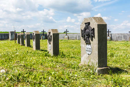 Biskupice radowskie Poland May 15 2015: Gravestones in the cemetery of War Graves 258. The number of soldiers who Fought during the First World Warのeditorial素材