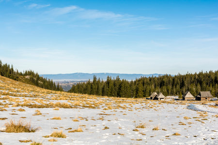 Glade Mountain in autumn season in the Tatra Mountains in Polandの写真素材