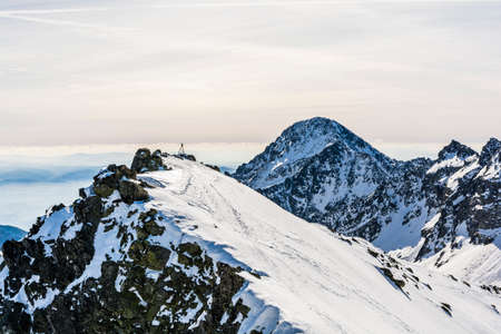 Tatra peaks (among other Slawkowski Szczyt (Slavkovsky stit)) in winter in Slovakia.の写真素材