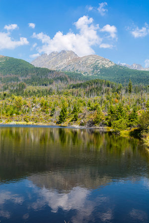 View from the pond at the mountain the Tatras in Slovakia.