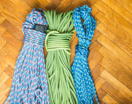 Curled rope climbing situated on the floor.
の写真素材