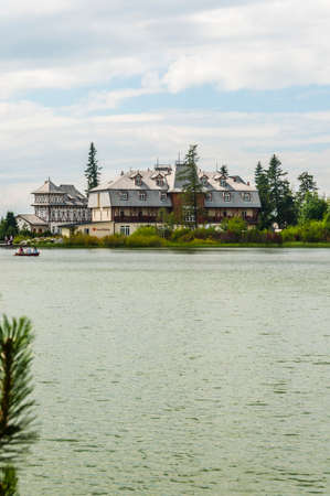 Strbske Pleso, Slovakia - August 15, 2014: Hotels on the lake Strbske pleso in the High Tatras.のeditorial素材