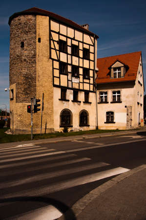 Jelenia Gora, Poland - August 23, 2012: Historic City Tower from the 15th century.のeditorial素材
