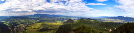 Panorama from the Three Crowns peak in Pieniny, Poland.