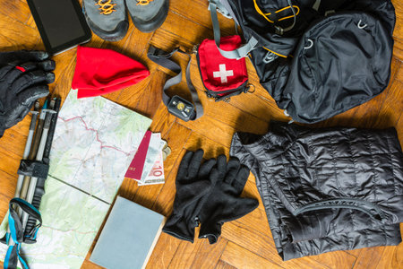 Preparing to pack your rucksack for a walking tour.