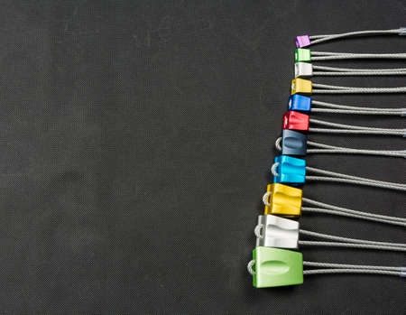 Set of eleven different mountain nuts for climbing.の写真素材