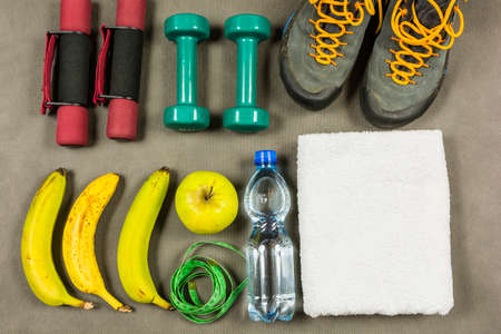 Fitness or exercises for good health and fitness. Useful accessories.の写真素材