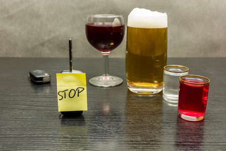 We do not drive vehicles after any alcohol - Stop on the key to the car.の写真素材