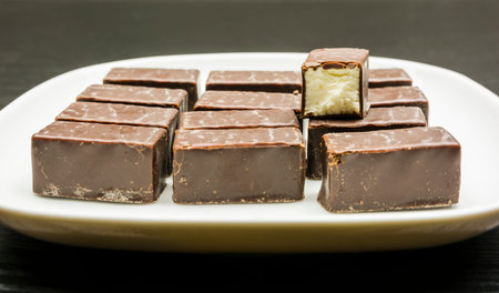 Vanilla Bird's milk (Ptasie Mleczko) on the plate.