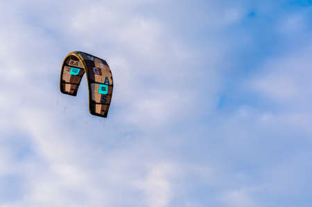 Wegierska Gorka, Poland - November 11, 2018: Kite C-shape (Leading Edge Inflatable kite) - production North Kiteboarding, model Vegas.のeditorial素材