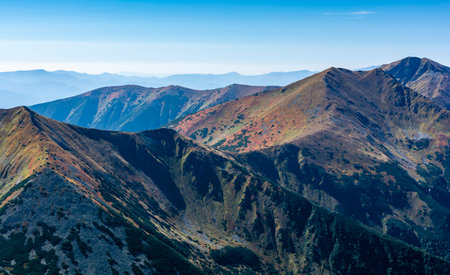 Beautiful colorful mountain landscape seen in the fall season.の写真素材