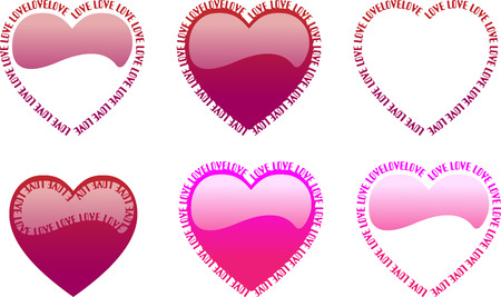 Heart shapes with shadow and the word love written insideのイラスト素材