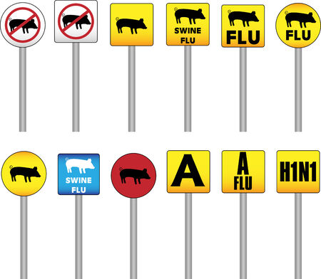 Swine Flu Signs of Danger and Attention with the new H1N1 Influenza A nameのイラスト素材