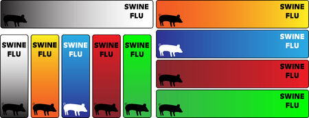 Swine Flu Banners 5 colors horizontal and vertical orientationのイラスト素材