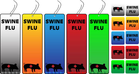 Swine Flu Banners 5 colors vertical orientation with buttonsのイラスト素材