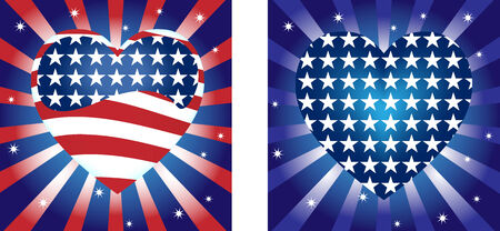 Hearts  Background with Stars and Stripe in american flag colorsのイラスト素材
