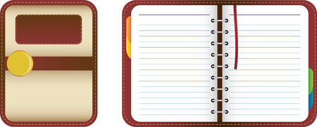 Leather organizer/notebook with colored tabs. Add your textのイラスト素材