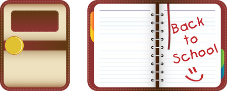 Leather organizer/notebook with colored tabs. Back to Schoolのイラスト素材