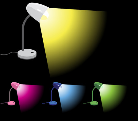Set of 4 different colors desk lamps illustrationsのイラスト素材