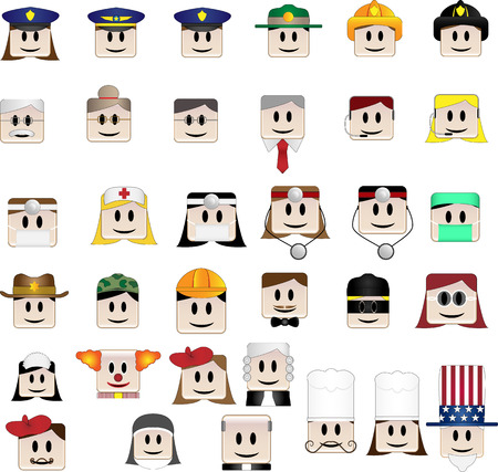 Set of 34 icons representing different professionsのイラスト素材