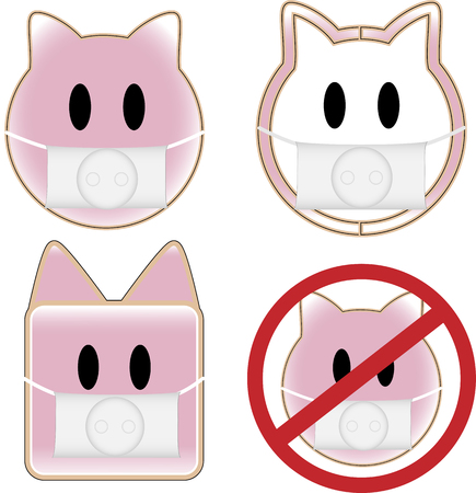 4 pig faces with swine fluのイラスト素材