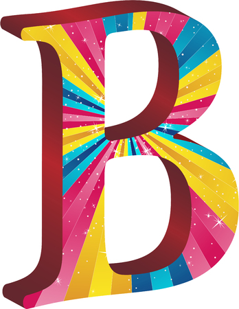 Colored alphabet with stripes and starsのイラスト素材